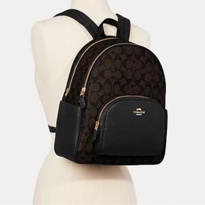 Coach Signature Black and Brown Backpack